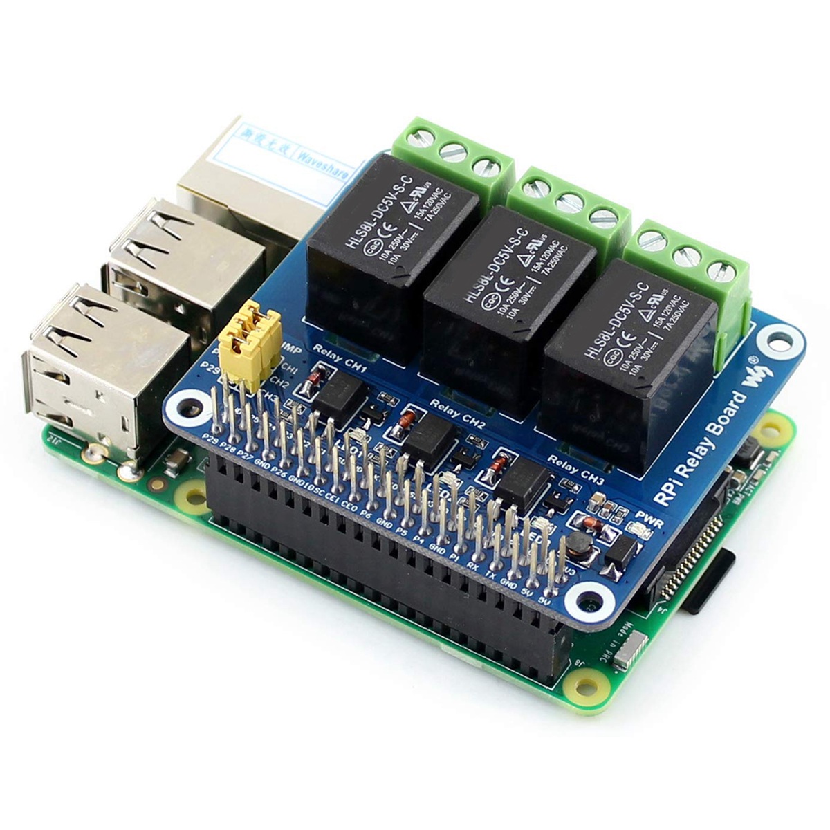 Pi Zero W Board - Waveshare 5V 3 Kanallı Röle Modülü