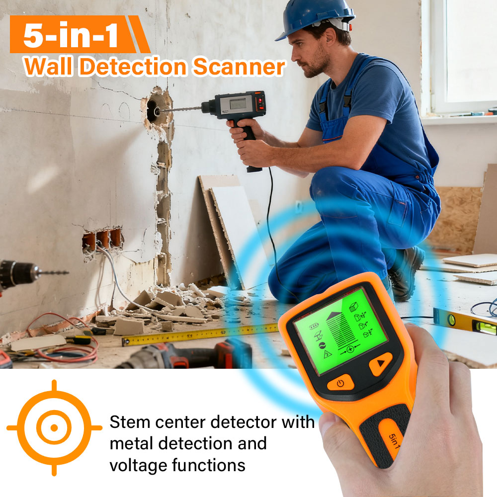 Water Leak Detector Wired - Duvar Çubuğu Dedektörü 5'i 1 Arada