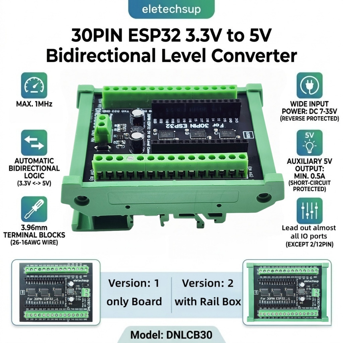 ESP32 30P DIN Ray Adaptörü, En - Level Shifter 3.3V incelemesi ve fiyatı