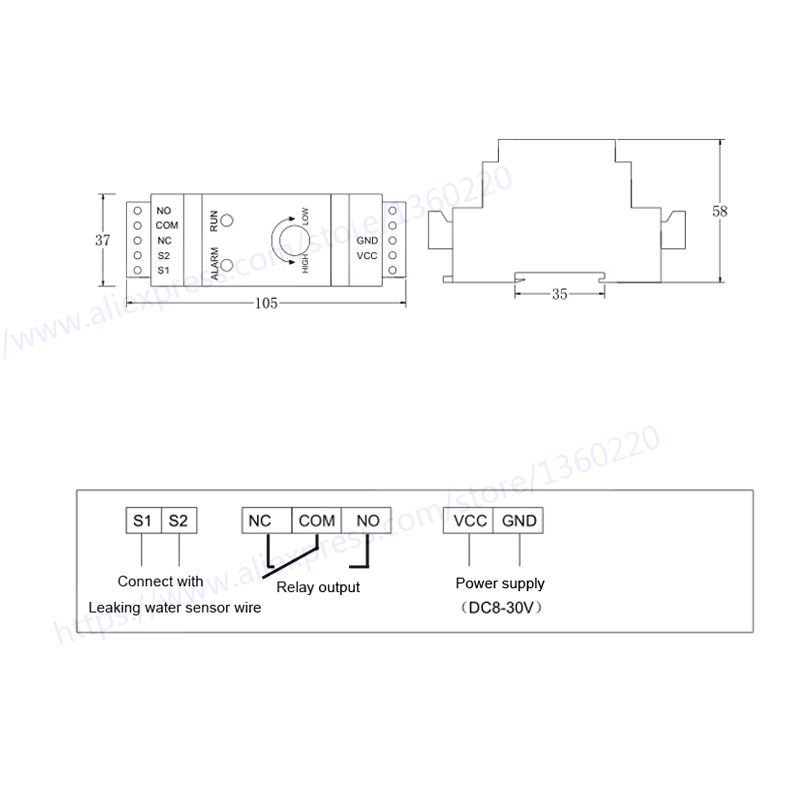 2m sensör tel ile 35mm Din sıv - Water Leak Detector Wired incelemesi ve fiyatı